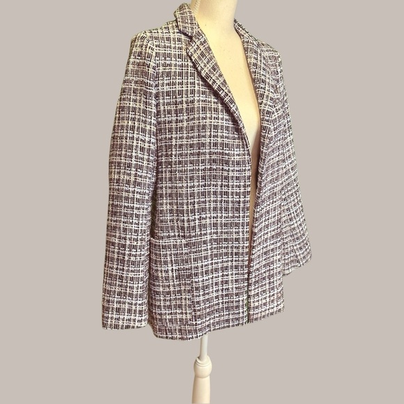 Adam Lippes Collection Navy Blue Tailored Classic Tweed Textured Blazer Size 2 - Picture 14 of 16